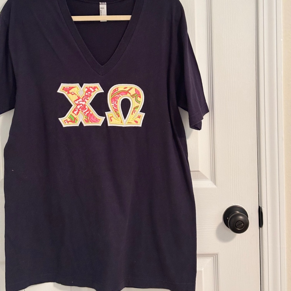 Chi Omega Lilly Pulitzer Letters T Shirt- L